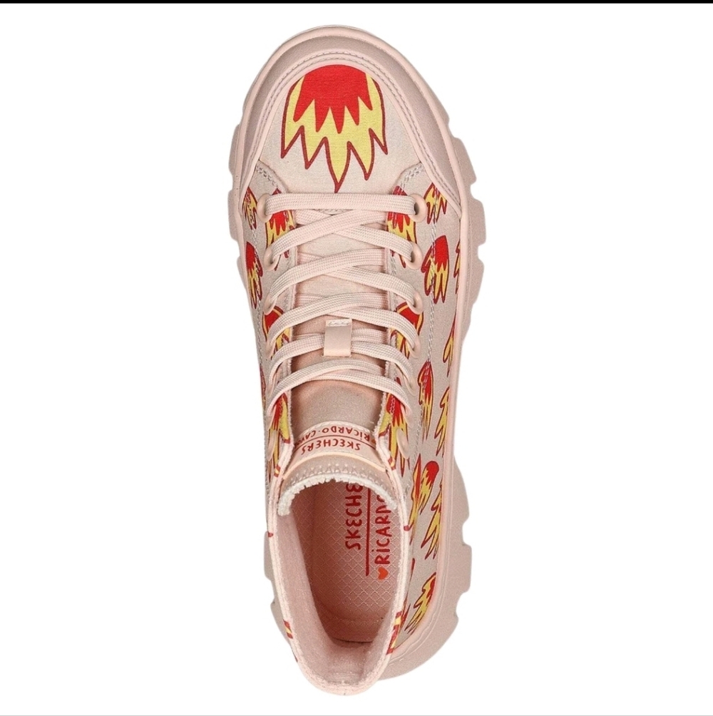 Skechers Ricardo Cavolo Roadies Surge Tiny Flames Pink 9.5 Festival Combat Boots - Picture 3 of 13